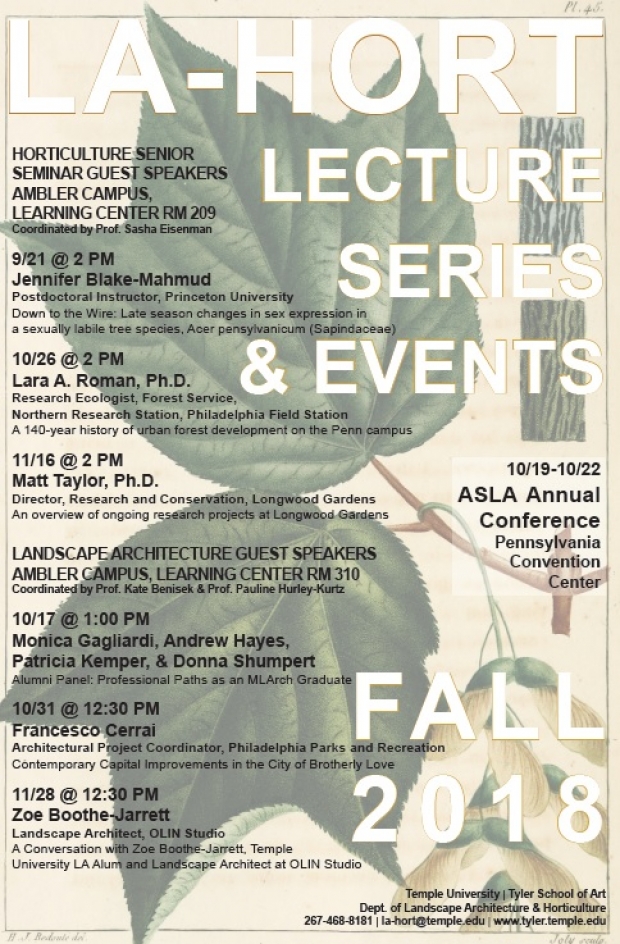 LAHORT Lecture Series and Events Tyler School of Art and Architecture